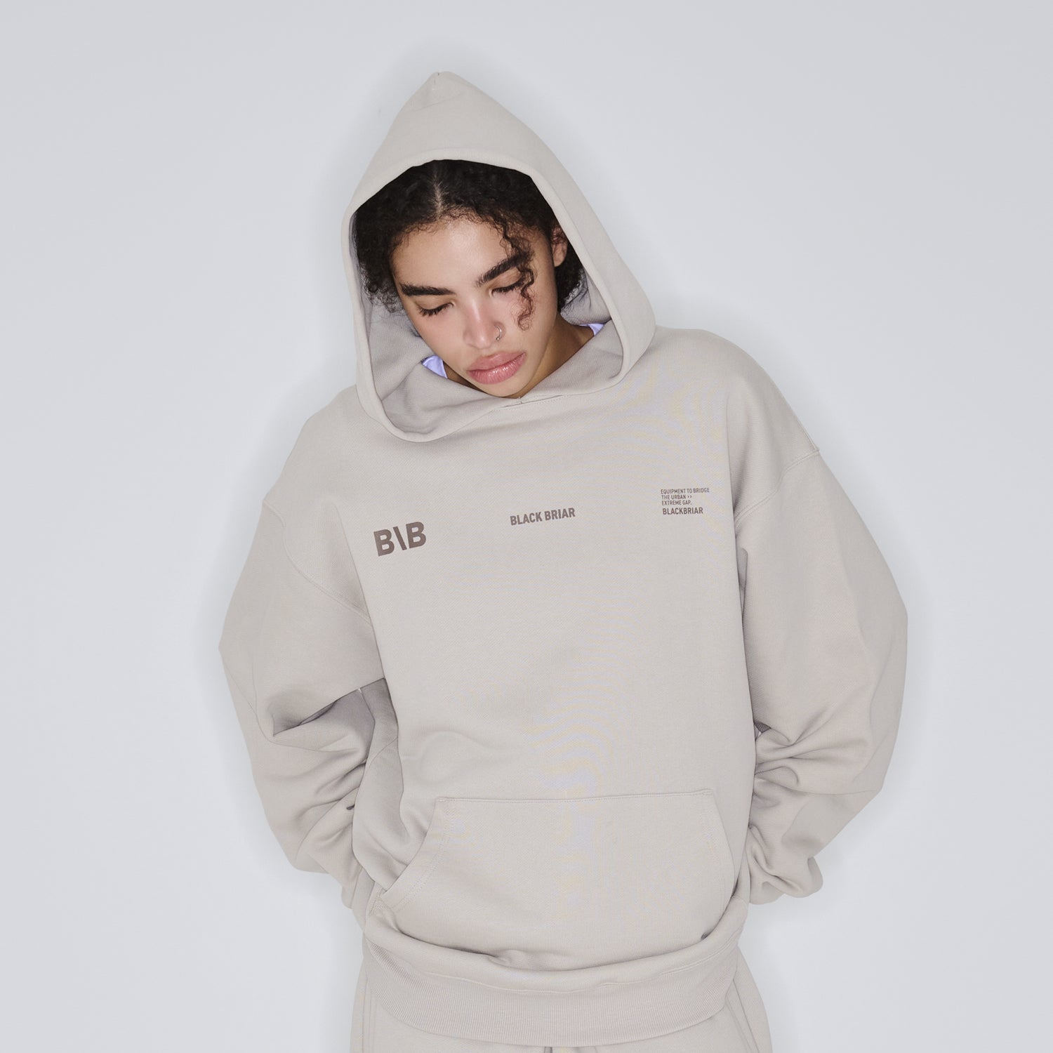 B\B Hoodie / Beige / M (M - 2XL)