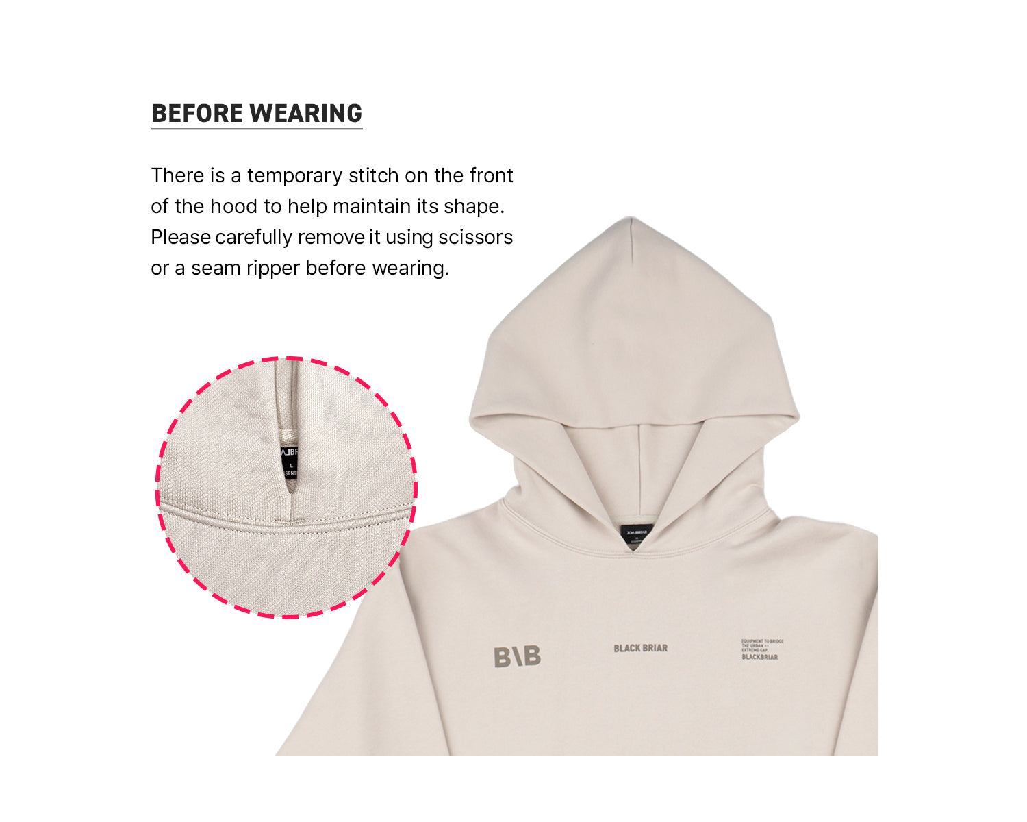 B\B Hoodie / Beige / M (M - 2XL)